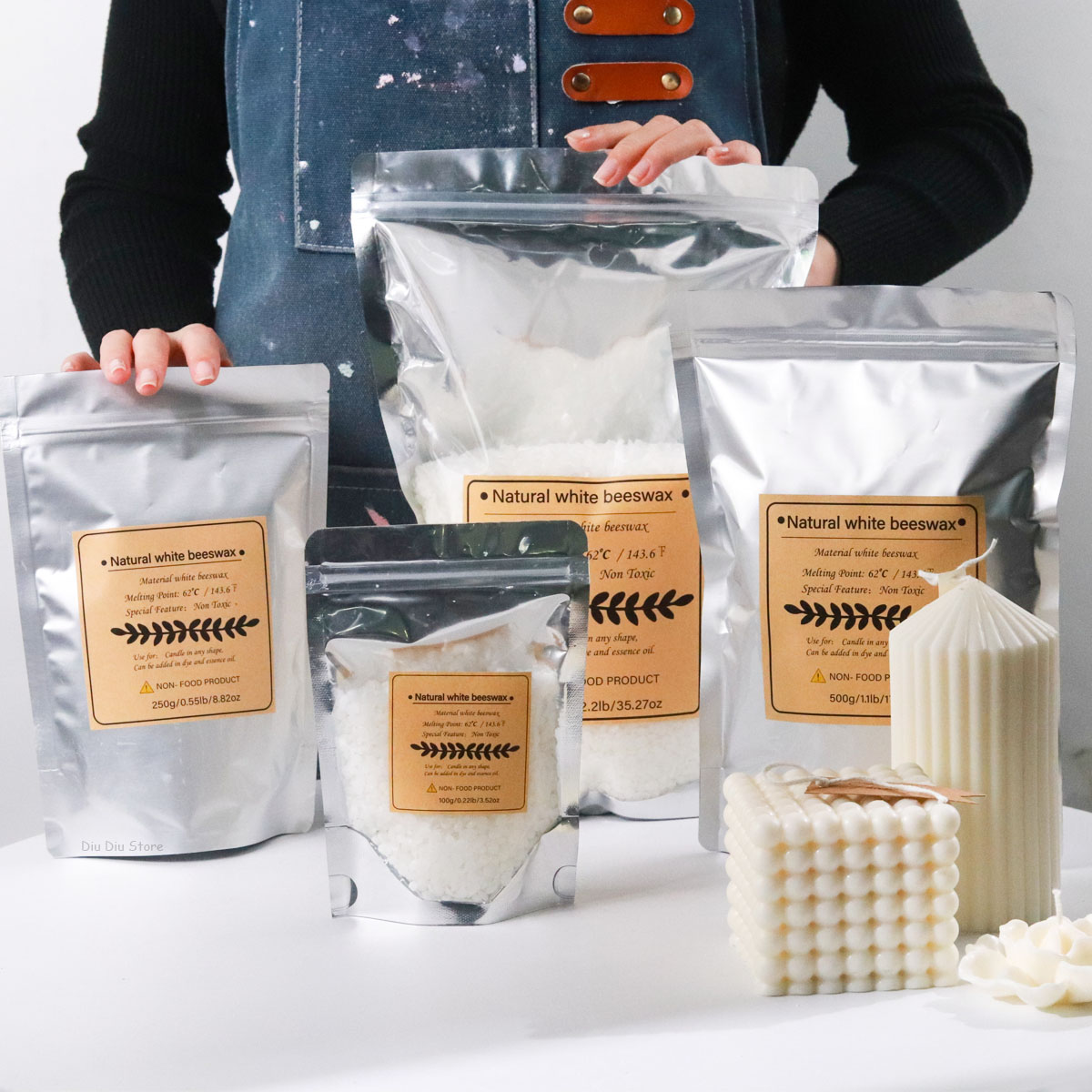 Candle Supplies Bulk - Weißes Bienenwachs, reines natürliches körniges Duftkerzenmaterial,