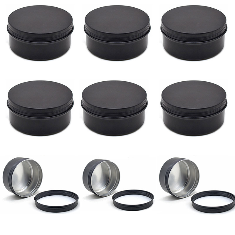 Black Tin Candle - Schwarze Leere Runde Aluminiumdose Metallbehälter Kosmetik-Creme