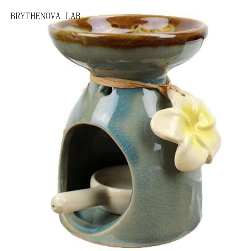 Candle Supplies Essential Oils - Keramik-Duftlampe mit Blumendekor Aroma-Brenner-Lampe Yoga Spa