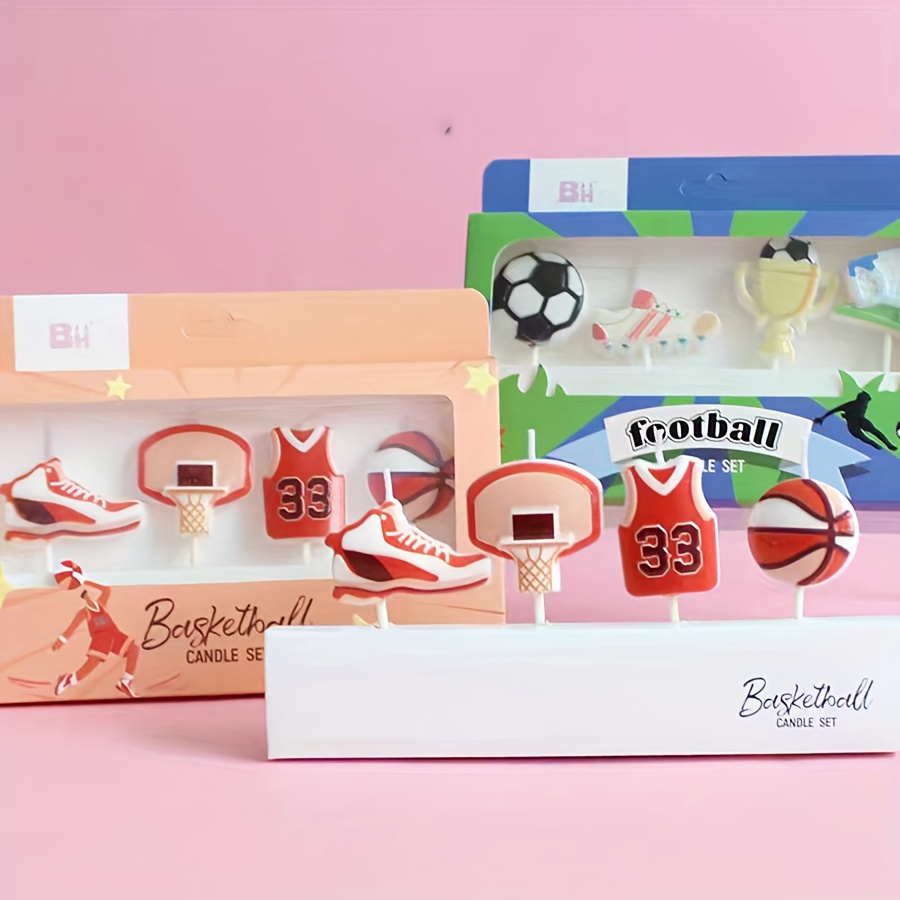 Candle Surprise - 4er-Pack Kreative Basketball & Fußball Kerzenset
