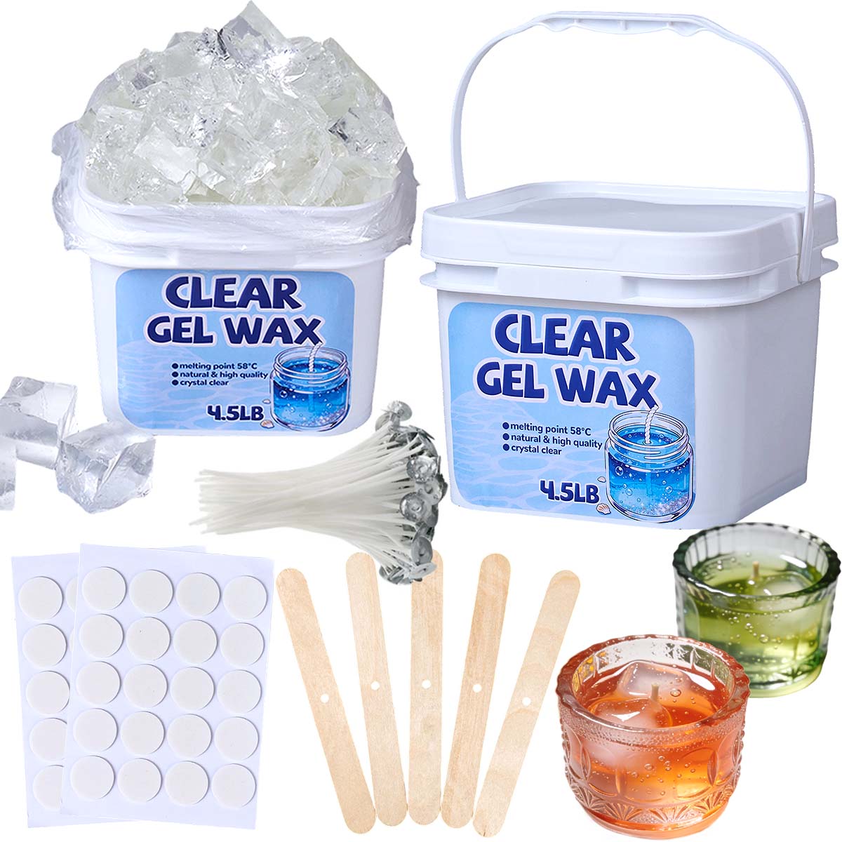 Candle Supplies Bulk - 4,5 LB Großpackung Klares Gelwachs-Set DIY