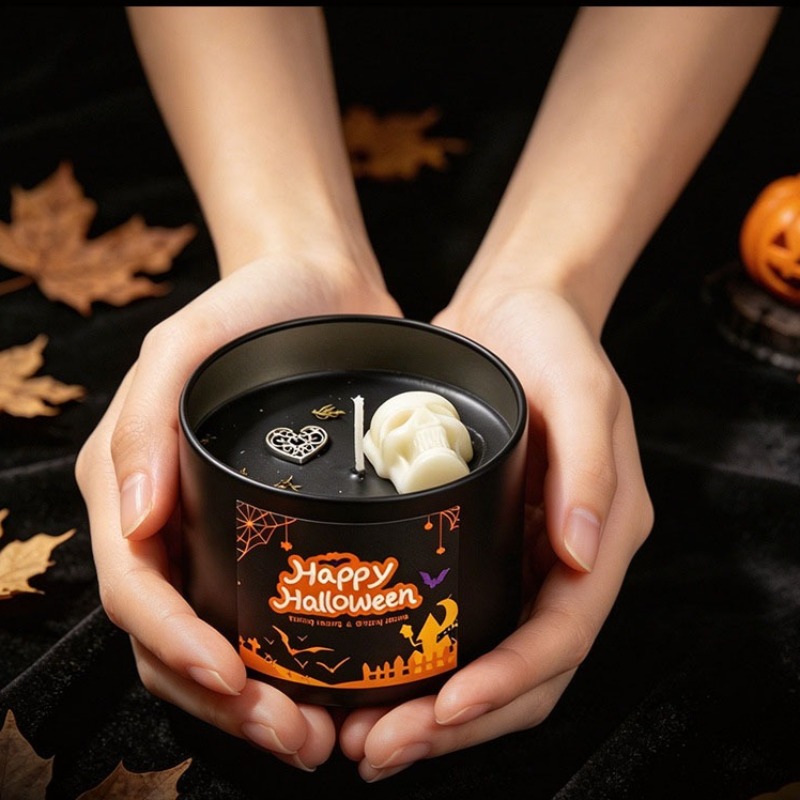 Herbstliche Halloween-Dekorati – Black Tin Candle Bewertung und Preis