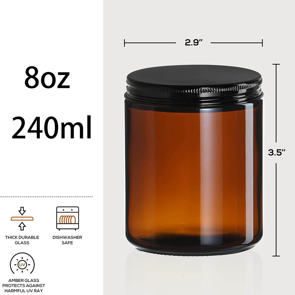 8oz Bernsteinfarbene Glasgläse – Black Tin Candle Bewertung und Preis