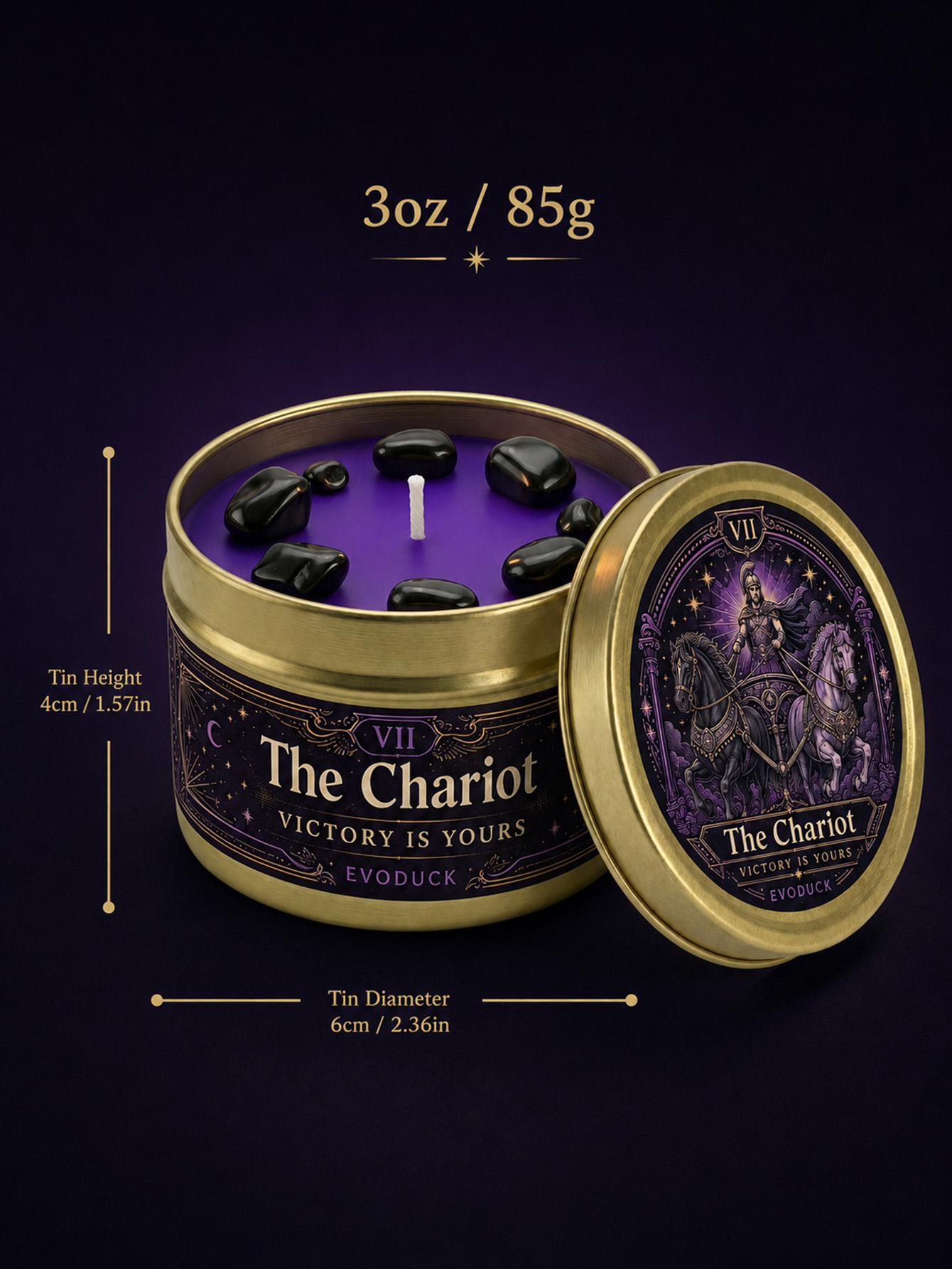 EVODUCK The Chariot Tarot Kerz – Black Tin Candle Bewertung und Preis